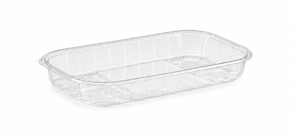 Kunststoffschale für Obst und Gemüse 125g F250-I29, R-PET, transparent