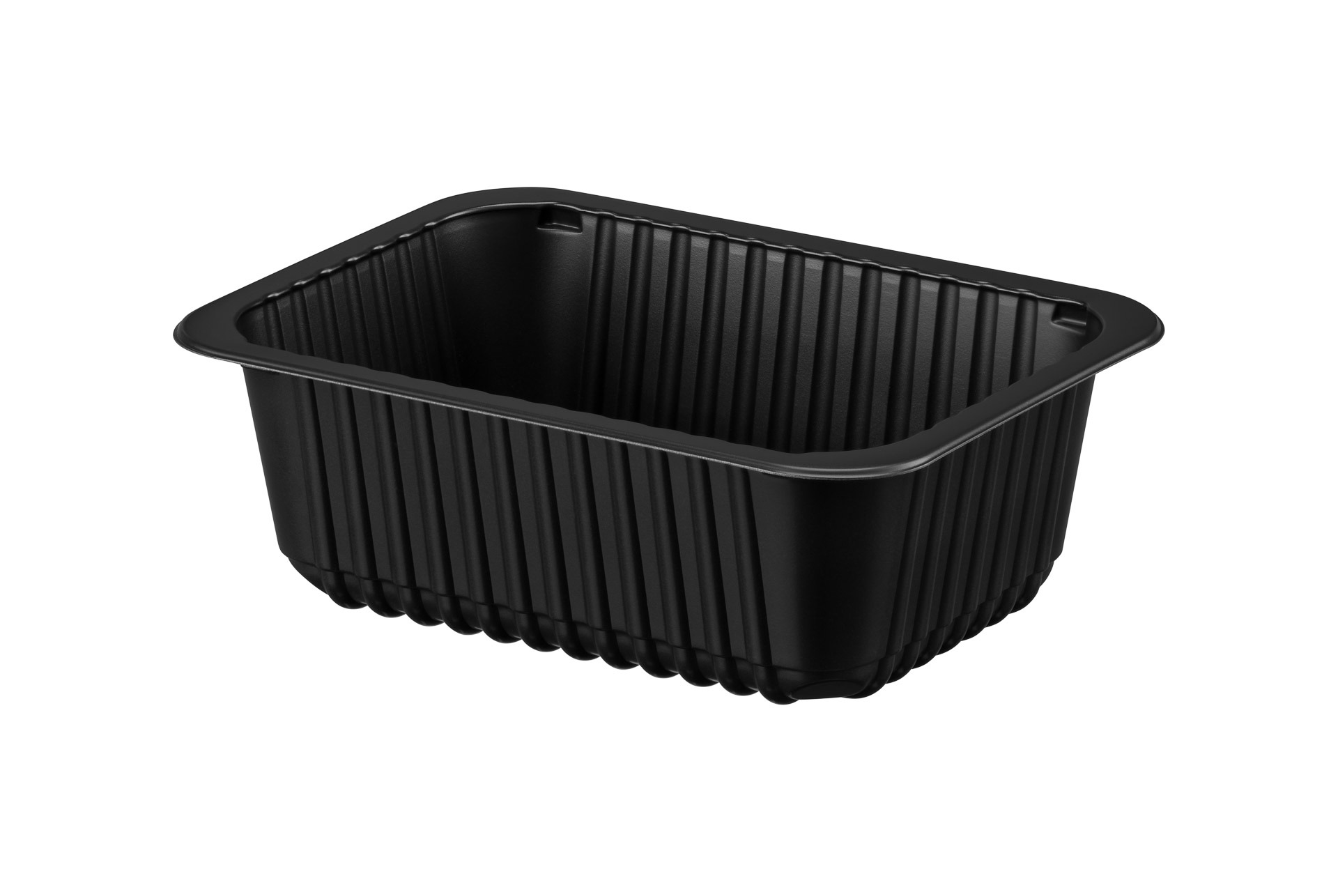 Siegelschale 187x137x63mm, MAP, schwarz, mit Rippen, 1.064ml, ohne Saugeinlage