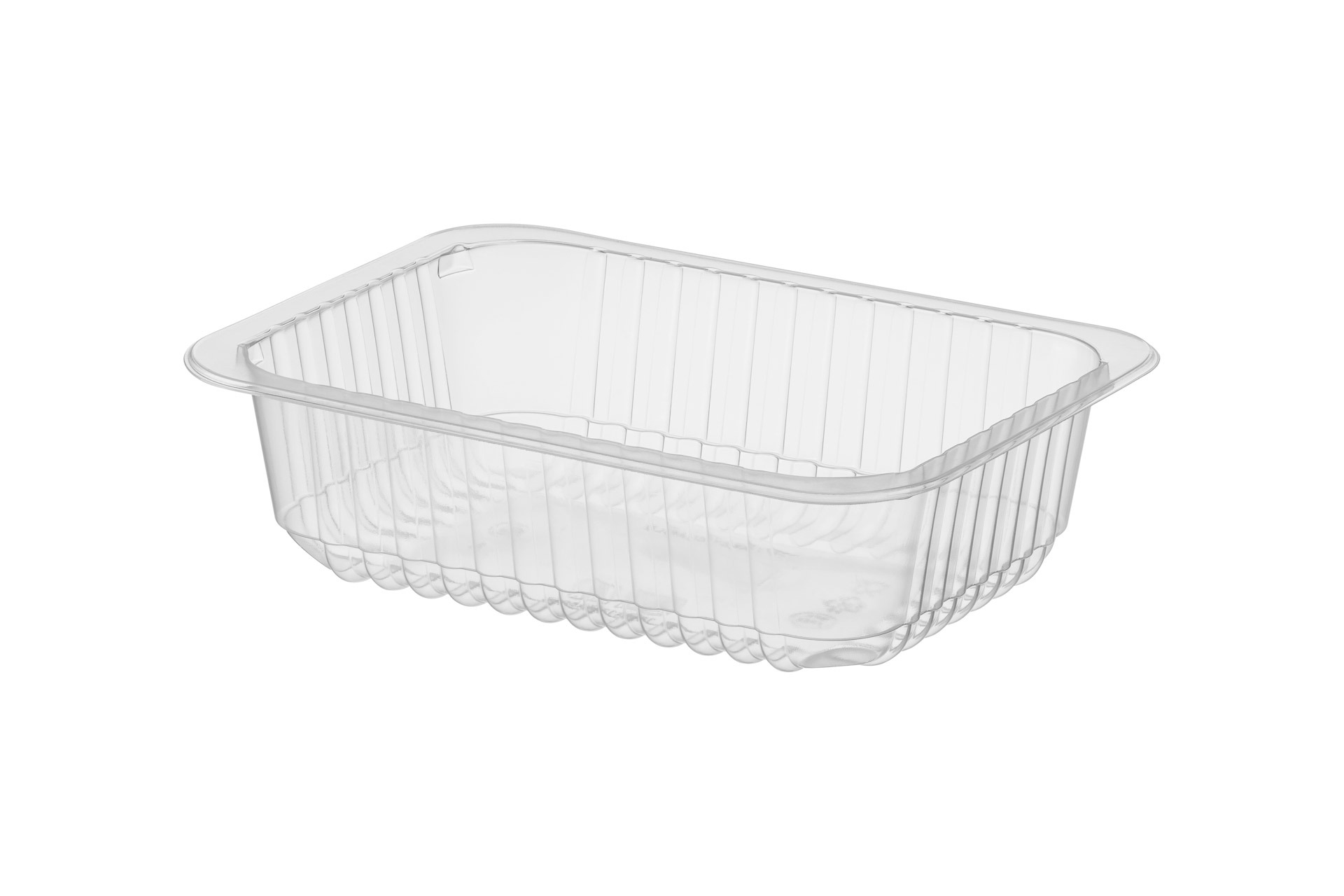 Siegelschale 227x178x100mm, MAP, transparent, mit Rippen, 2.725ml, ohne Saugeinlage
