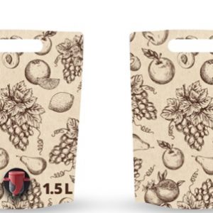 Standbodenbeutel 1.5 Liter mit Obstmotiv und Auslasshahn