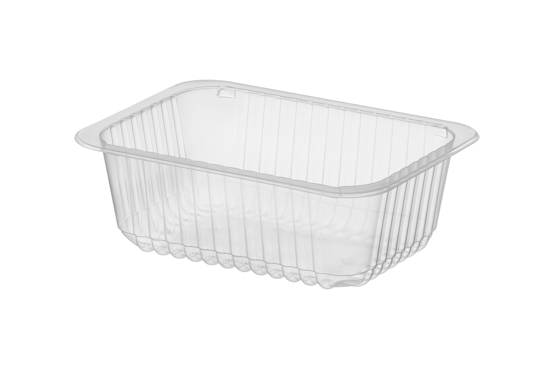 Siegelschale 187x137x63mm, MAP, transparent, mit Rippen, 1.064ml, ohne Saugeinlage