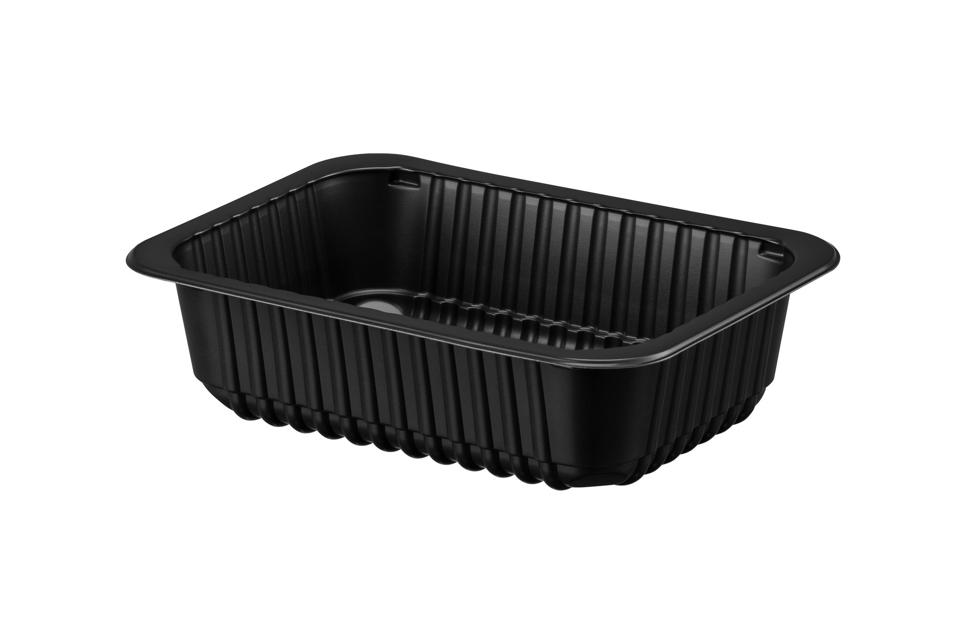 Siegelschale 227x178x60mm, MAP, schwarz, mit Rippen, 1.670ml, ohne Saugeinlage